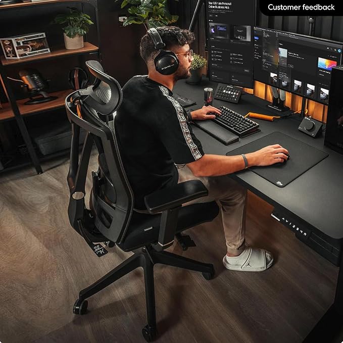 Autonomous ErgoChair Pro Ergonomic Office Chair Foam Grey Adjustable Lumbar Support, Rolling Swivel - Home Office Desk Chairs with Wheels and Arms - Ergonomic Desk Chair Comfy for Gaming & Long Hours