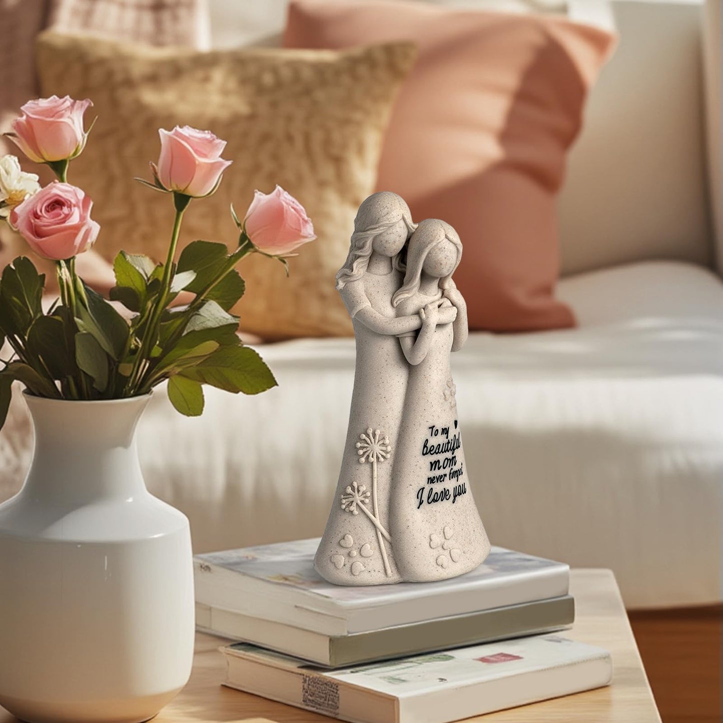 YTHISPF Mom Birthday Gifts from Daughter Mother in Law Gifts, Mothers Daughter 7.7" Figurines Statue (Resin, Sandstone)