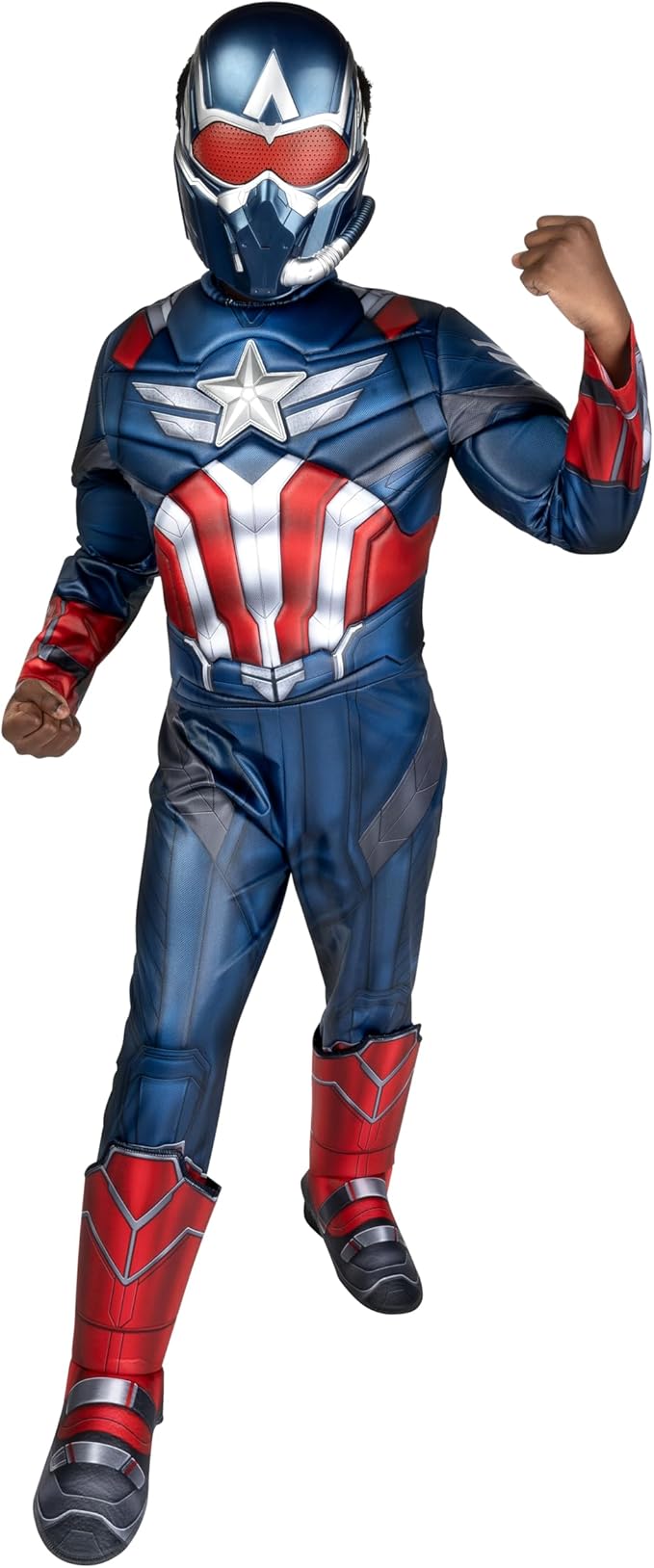 MARVEL Captain America Official Youth Halloween Costume - Premium Quality Padded Jumpsuit with Plastic Mask