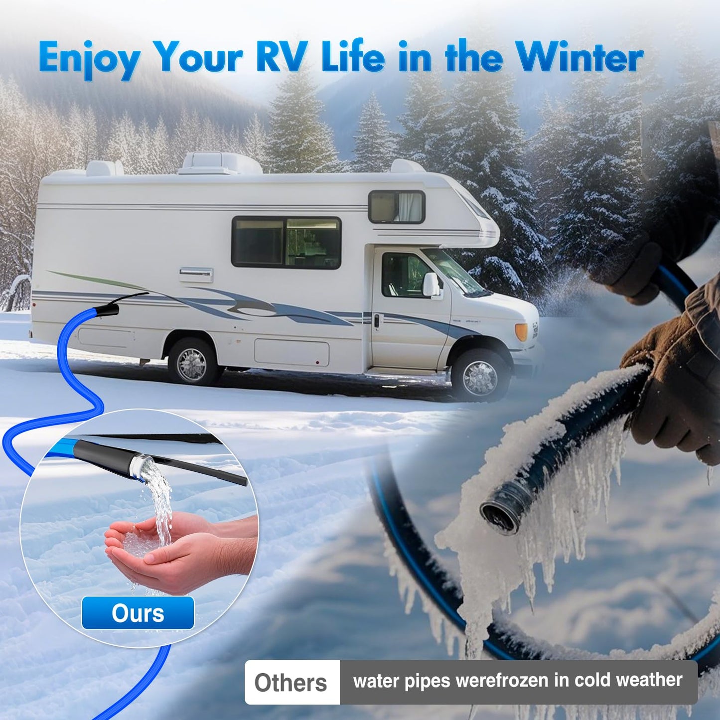 Nilight 75FT Heated Water Hose RV 5/8”Inside Diameter -45°F Freeze Protaction Antifreeze Garden Drinking Hoses with Saving Thermostat and Smart Heat System for Winter Camper Supply Accessories