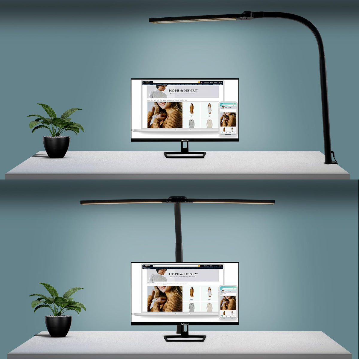 MYSFUL LED Desk Lamps with Clamp, Adjustable & Dimmable Desk Lamps for Home Office, Tall Desk Lamp for Workspaces, Bright LED Desk Light for Study, Workbench Light for Computers (360 Degree Rotation)