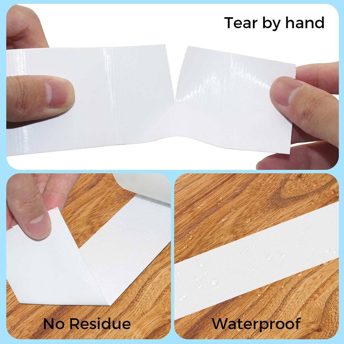 Baijixin Duct Tape, 2 Inch x 35 Yards, 1 Roll, Waterproof and Heavy Duty, Tear by Hand, for Packing Repairing and Crafts (White)