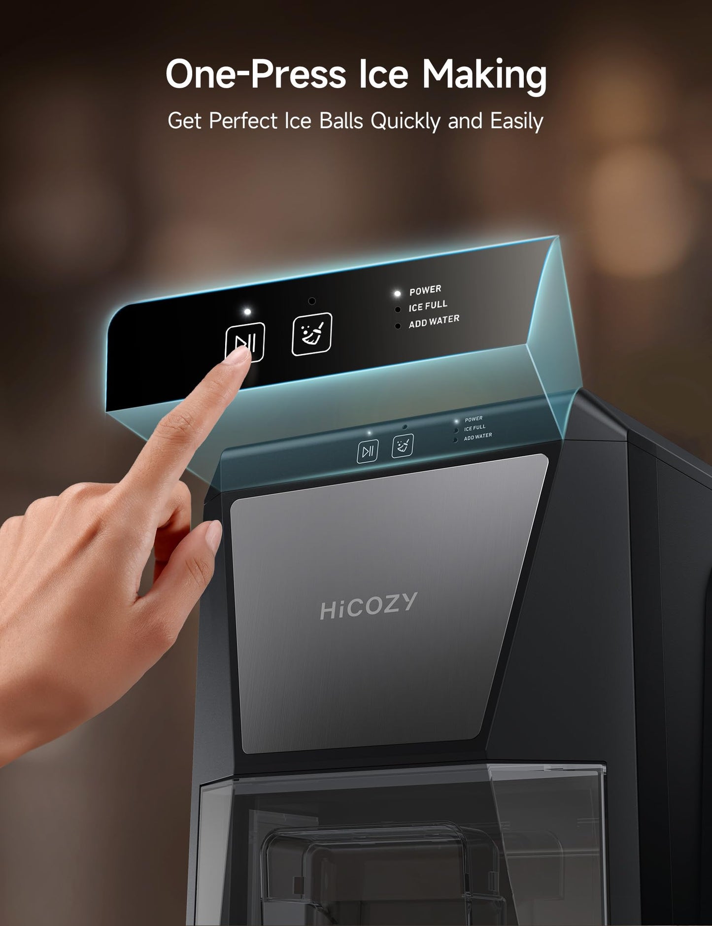 HiCOZY B1 2" Clear Ice Ball Maker Countertop,Sphere Ice Maker, 2 Big Balls in 60Mins,40 pcs/Day, Self-Cleaning Ice Machine with Ice Tong for Cocktails, Whiskey, Present for Dad