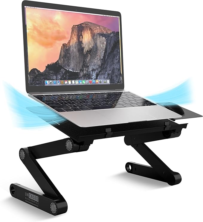 WorkEZ Adjustable Laptop Stand for Desk, Portable Laptop Stand Adjustable Height, Foldable Cooling Computer Holder Riser f...