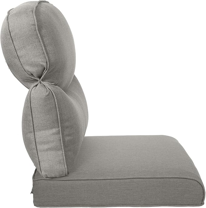 ACTREST Pop 22x25/22x24 Outdoor Seat Cushions Set of 2 - Comfortable High Back Water-Resistant Patio Wicker Chairs Cushion for Dining Rocker Glider Loveseat Couch Sectional Sofa - Grey/Smile