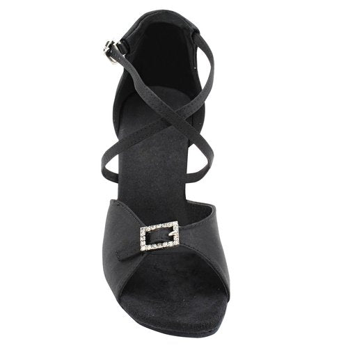 Very Fine Womens Dance Shoe CLC1636 Latin Salsa Ballroom Waltz Black Satin 3-inch Heel M 6.5