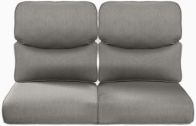 ACTREST Pop 22x25/22x24 Outdoor Seat Cushions Set of 2 - Comfortable High Back Water-Resistant Patio Wicker Chairs Cushion for Dining Rocker Glider Loveseat Couch Sectional Sofa - Grey/Smile