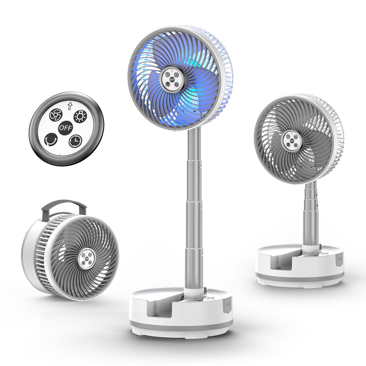 Socool 20000Mah 8 Portable Fan Battery Operated Fans, Oscillating Charging Fan, Remote Control Led Light, 112 Hours Working Port