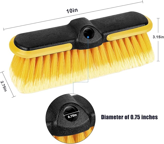 10 Inch Car Wash Brush Head, Scrub Brush Attachment for Long Handle Extension Pole,Outdoor Broom and Scrubbing Brush for Cleaning Window, Wall, House Floor, Deck, Patio, Car