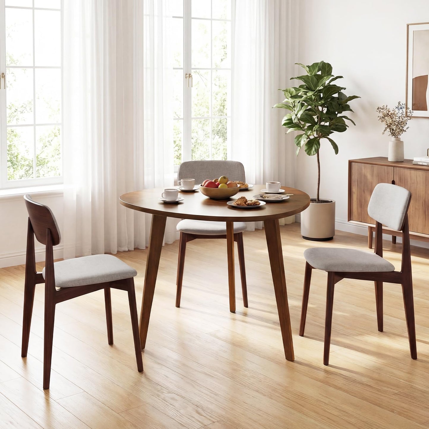 Giantex 35.5" Dining Table for 2-3, Farmhouse Wooden Kitchen Table with Solid Rubber Wood Legs, Space-Saving Dinner Table for Dinette, Living Room, Dorm, Home Office, Walnut