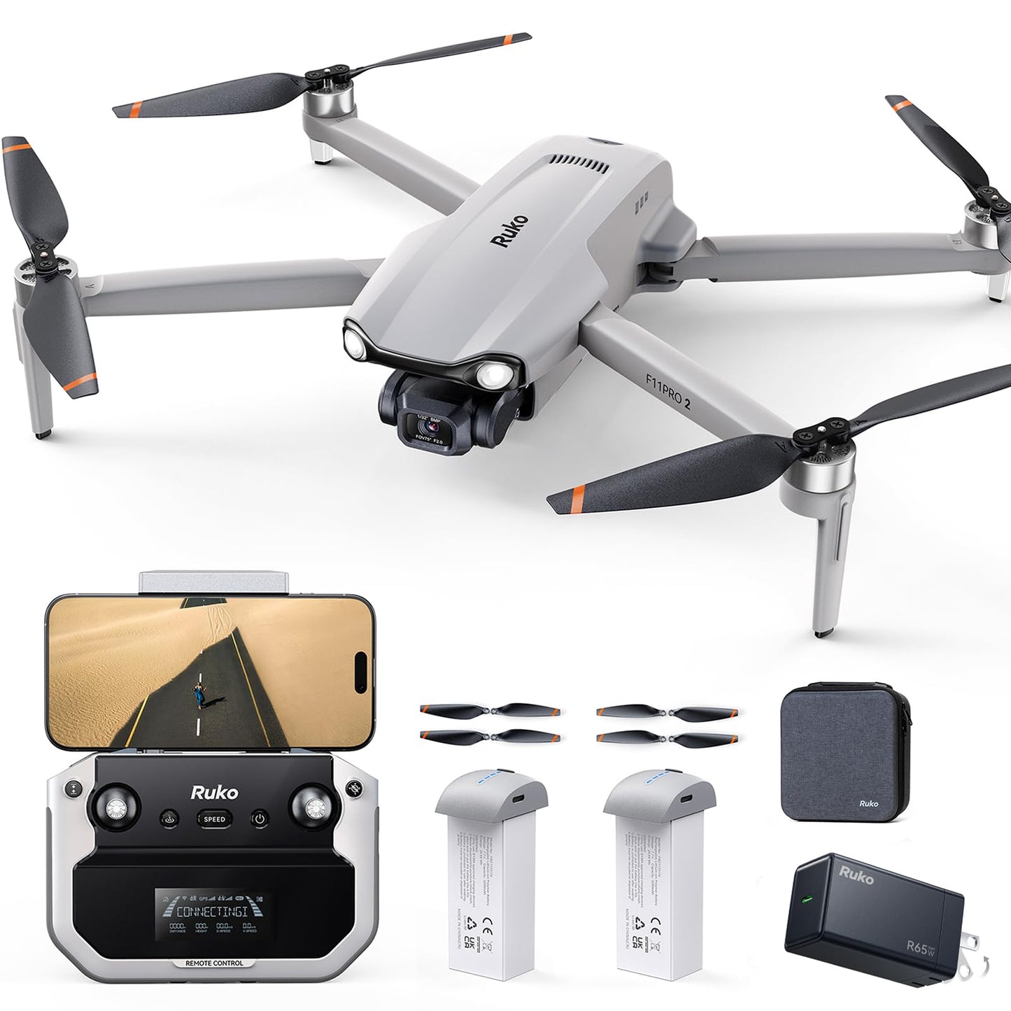 Ruko R65W Fast Charging Block and F11PRO 2 Drone