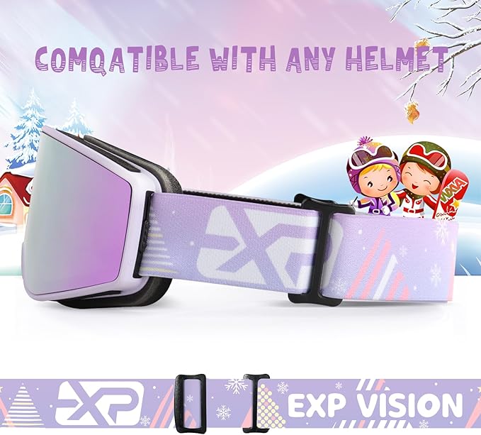 EXP VISION Ski/Snowboard Goggles Parent-child Snow Goggles Over Glasses for Men, Women Youth Kids