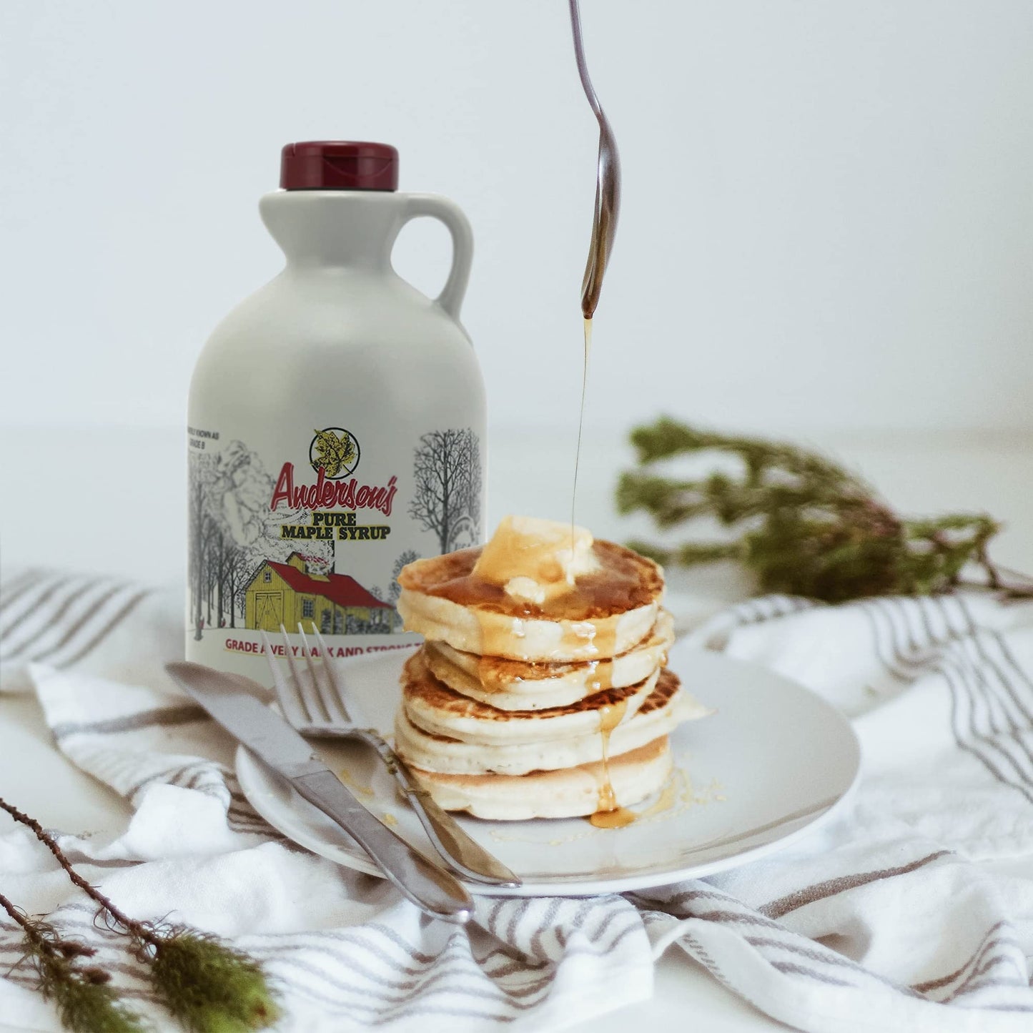 Anderson's Maple Syrup, Inc. Very Dark in 32 oz. plastic Jug brown
