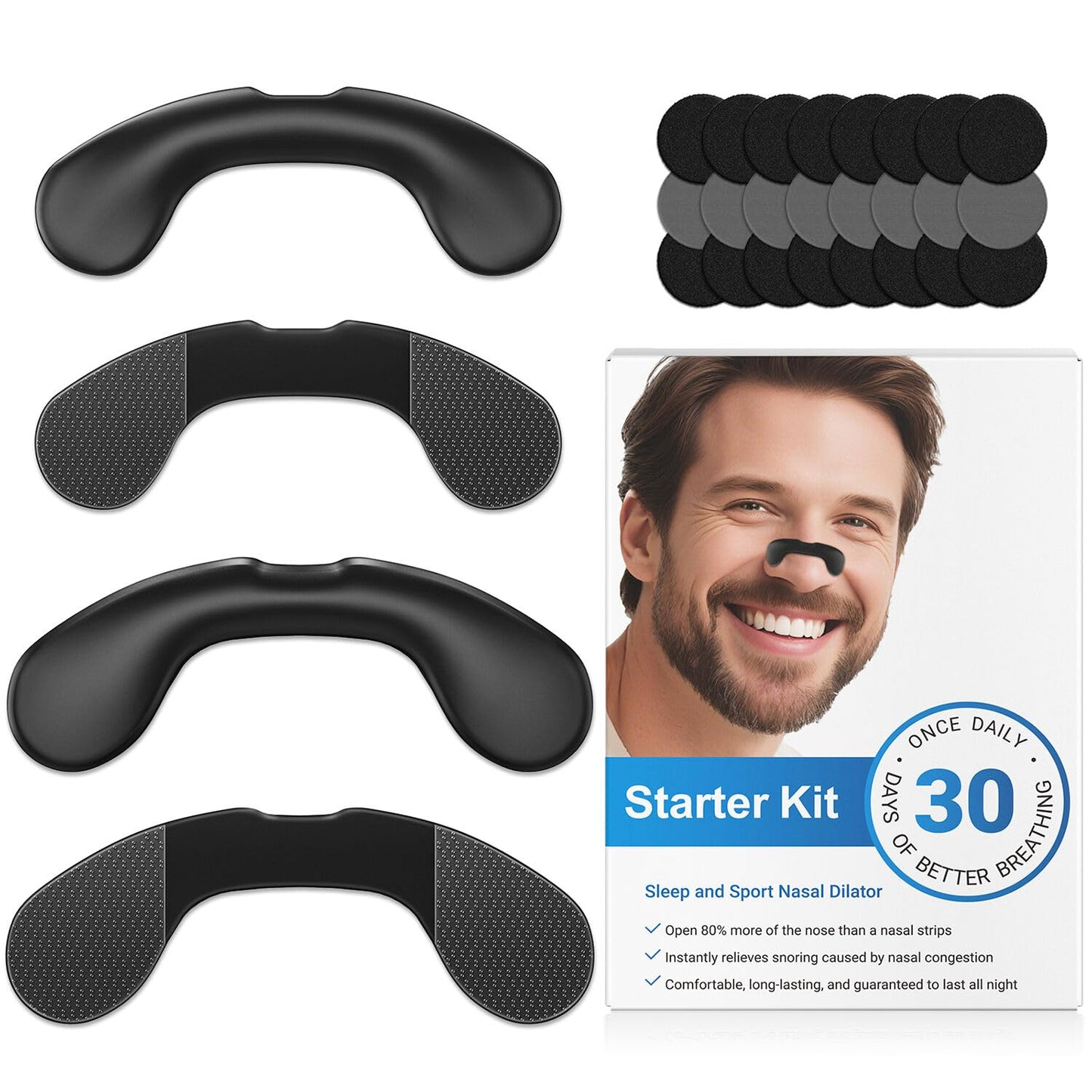 Nasal Strips for Snoring,Extra Strength Snoring Solution Nose Strips,Improve Breathing and Sleep Quality (30 Count, Black)