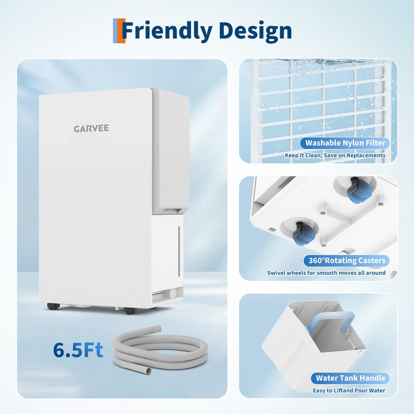 5500 Sq.ft Whole House Dehumidifier, 150 Pints Large Dehumidifier for Basement, Ultra Quiet, Continuous Drain Hose & 5.5L Water Tank, Auto Defrost, Smart Mode, 24H Timer for Bedroom,Office