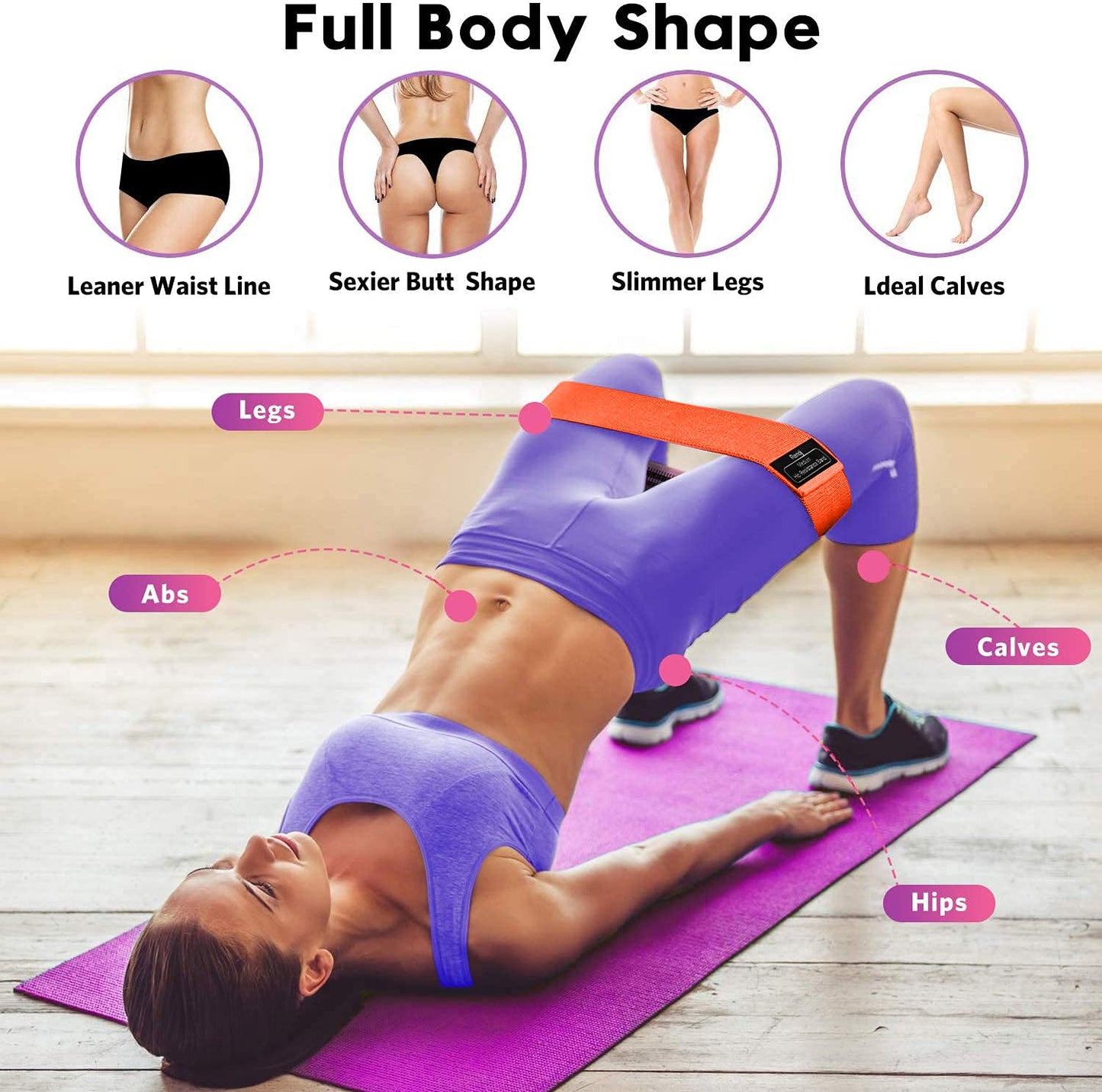 Resistance Bands, Exercise Workout Bands for Women and Men, Stretch Bands for Booty Legs, Pilates Flexbands