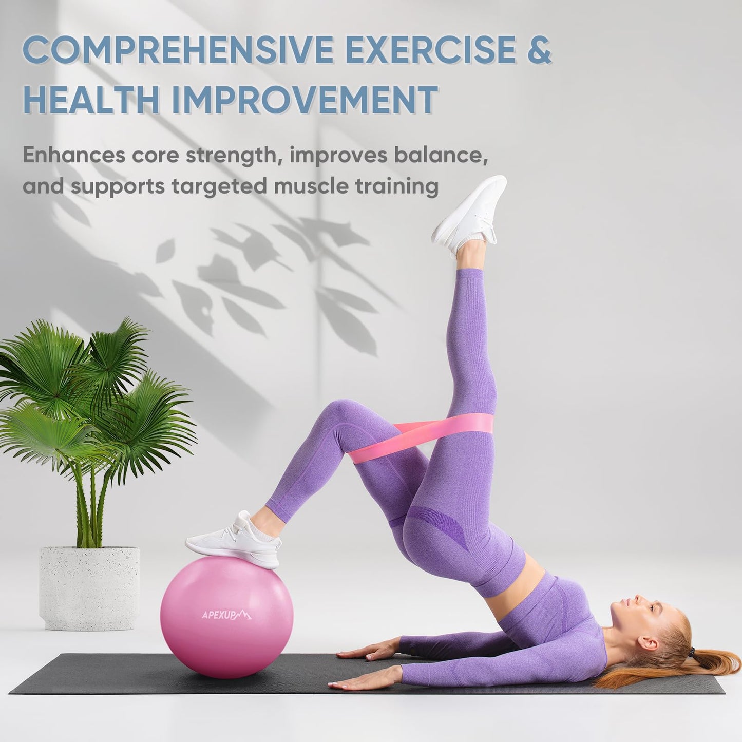 APEXUP Yoga Ball Exercise Ball, Heavy Duty Pilates Ball for Fitness, Balance, Core Workout, Physical Therapy (XXS (9") 23cm, Fuschia)