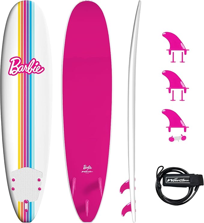 Barbie™ Signature 8ft Surfboard by Wavestorm | Graphic top Deck with high Density Slick Bottom | for Kids and Adults |Foam...