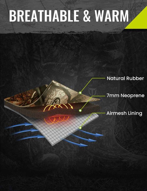 TIDEWE Rubber Hunting Boots, Waterproof Insulated Next Camo G2 Warm Rubber Boots with 7mm Neoprene, Sturdy Outdoor Hunting Boots for Men (Size 6)