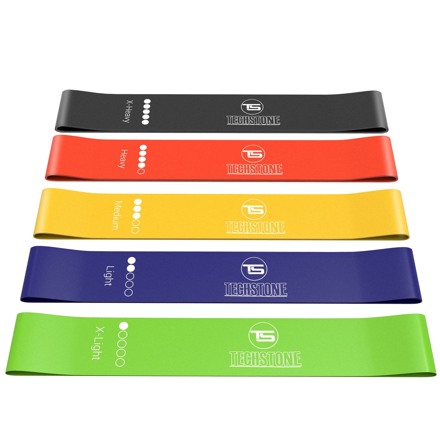 TechStone Resistance Bands Set for Men and Women, Pack of 5 Different Levels Elastic Band for Home Gym Long Exercise Workout – Great Fitness Equipment for Training, Yoga – Free Carrying Bag (Blue)