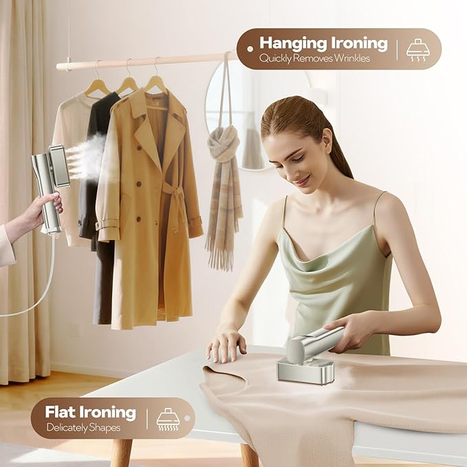 Steamer for Clothes,2-in-1 Clothes Steamer Handheld with 200ml Large Capacity,25 Min Continuous Use,4 Modes 1300W Travel Steamers with Storage Bag for Travel/Home