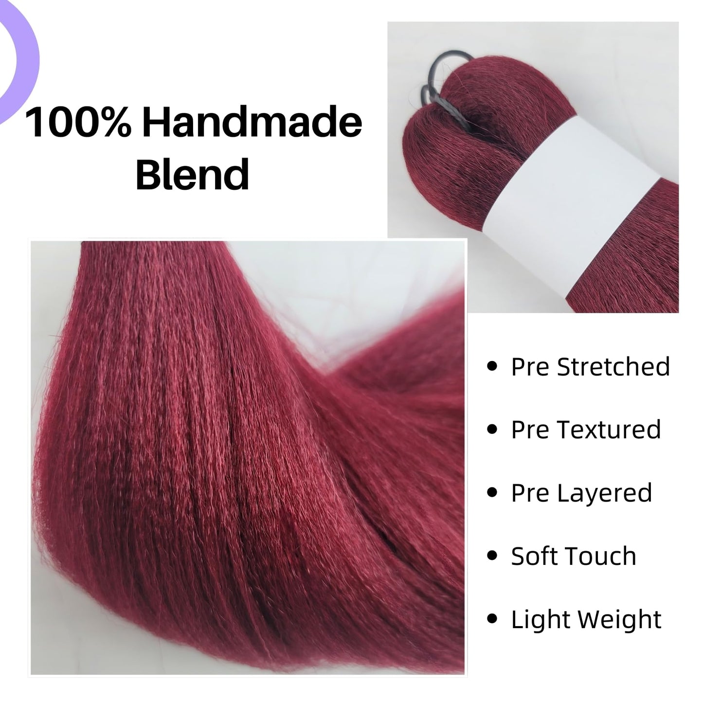 Burgundy Braiding Hair Pre Stretched 16 Inch for Knotless Braids Synthetic Box Braiding Hair for Women