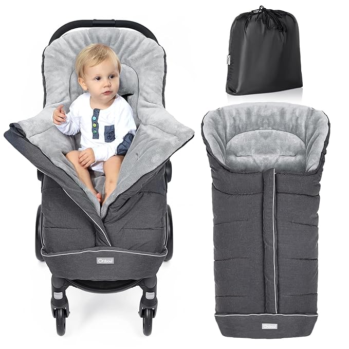 Orzbow Universal Stroller Footmuff, Winter Baby Bunting Bag for Stroller - Baby Sleeping Bag with Coral Fleece Lining for ...