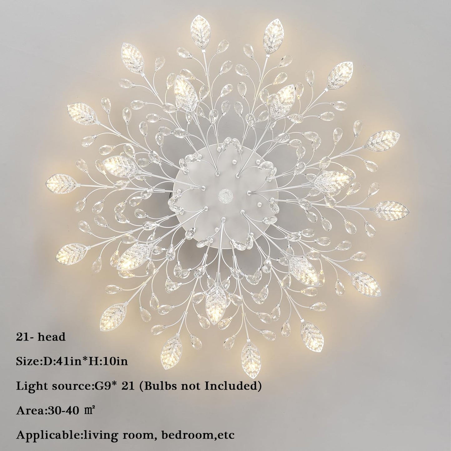Ridiss Crystal Ceiling Light Fixture,Semi Flush Mount Chandeliers,Crystal Leaf Ceiling Light,Silvery Chandeliers for Dining Room,Living Room,Bedroom