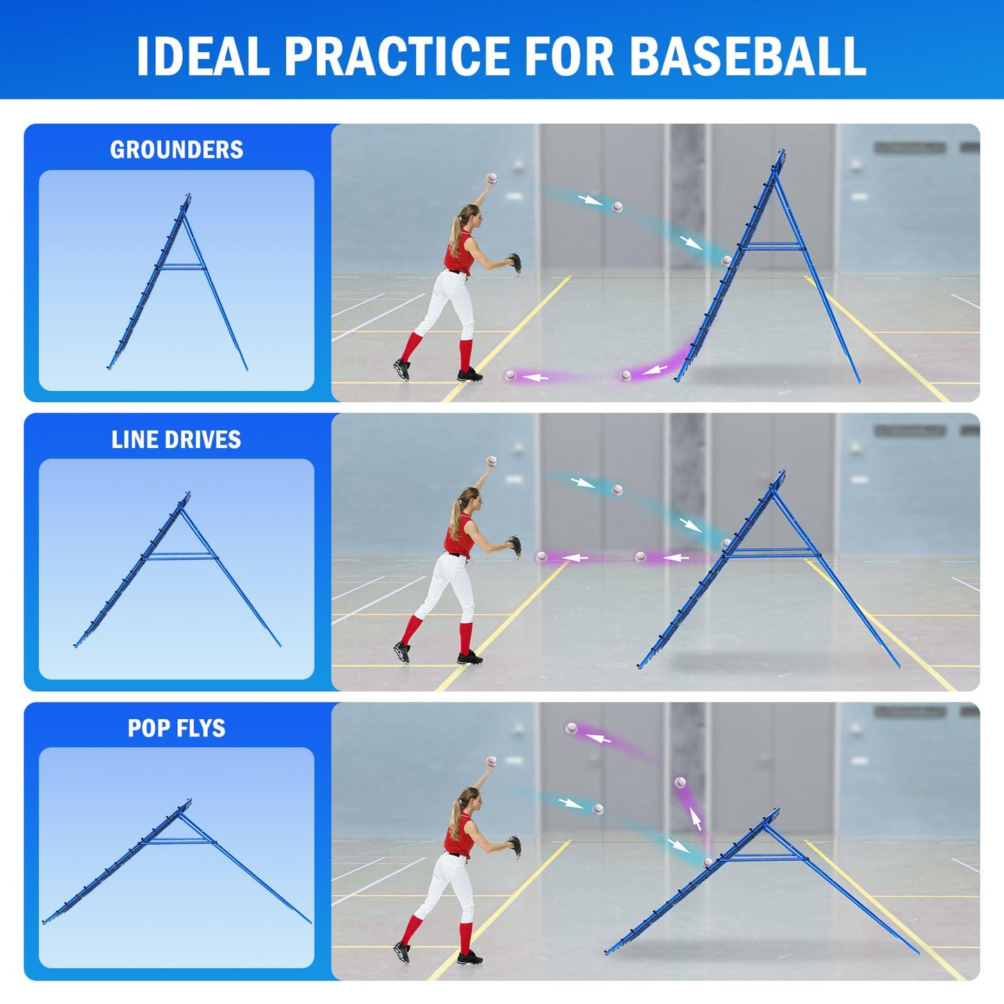 7x4FT Volleyball Rebounder Net Pro, Baseball Softball Rebound Pitch Back Net, Adjustable Angle Lacrosse Bounce Back Practice Equipment, Easy Quick Setup, Ideal for Outdoor and Backyard Training