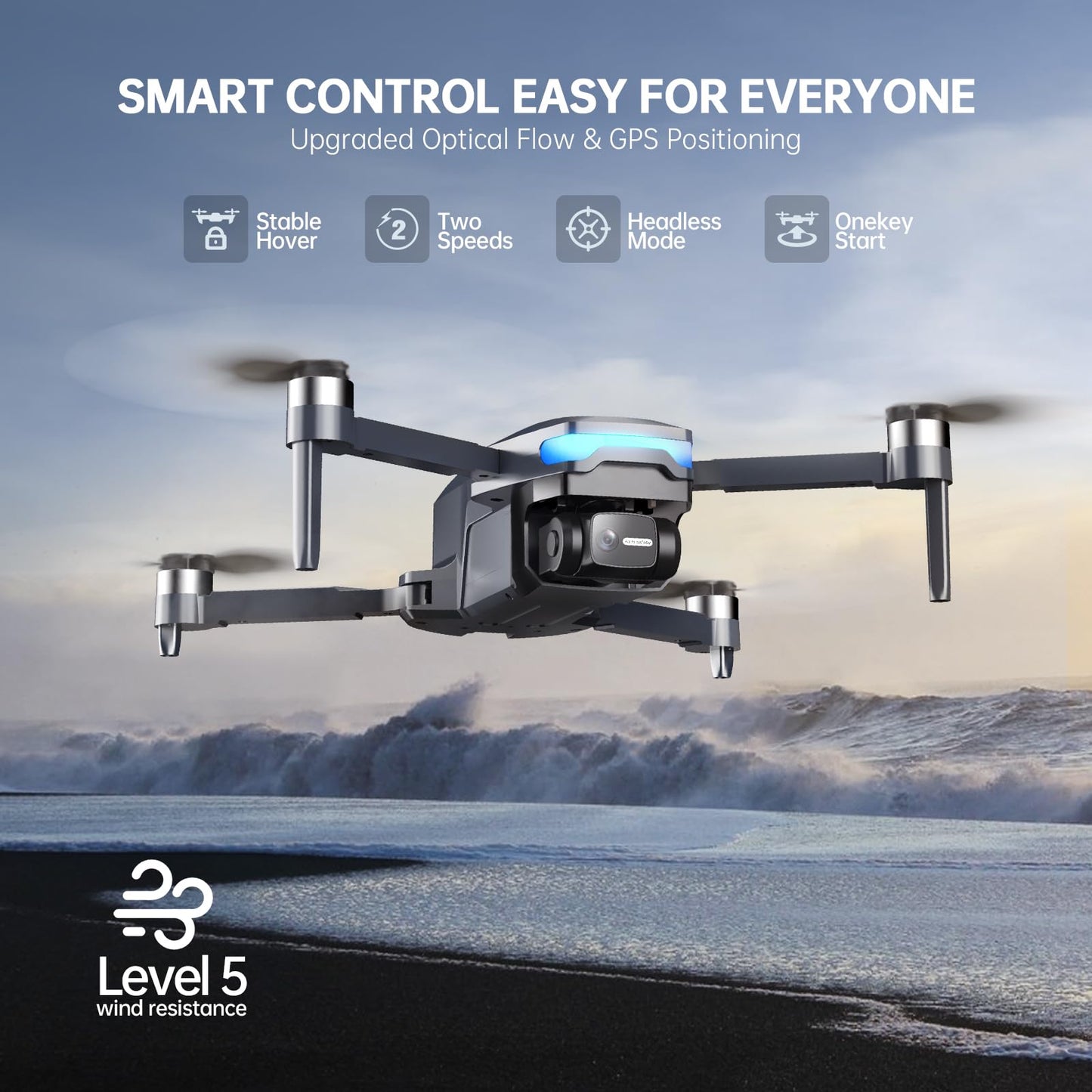 GPS Drones with Camera for Adults 4K, Under 249g, 45 Mins Flight, Brushless Motor, Light, Auto Follow, Tap Fly & Circle Fly, One Key Start, Foldable Drone for Adults Beginners
