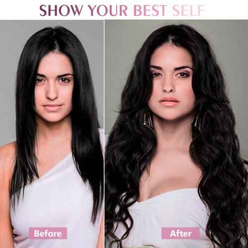 Fimislosion Real Hair Extensions Clip in Human Hair, Seamless Clip in Hair Extensions Real Human Hair, 20 Inch Clip ins extensions for women, Natural Black 120G 7Pcs