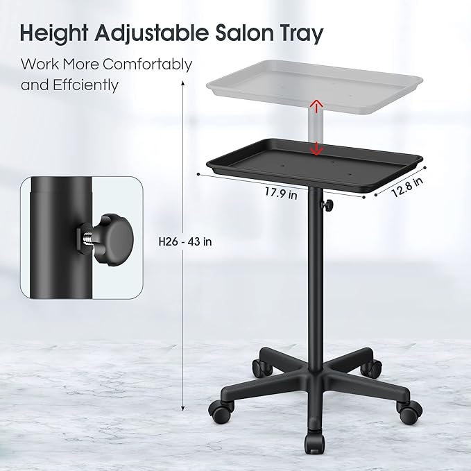 Premium Aluminum Salon Trolley Tattoo Mayo Instrument Rolling Tray Silver Salon Station with Wheels for Barber SPA Tattoo Clinic