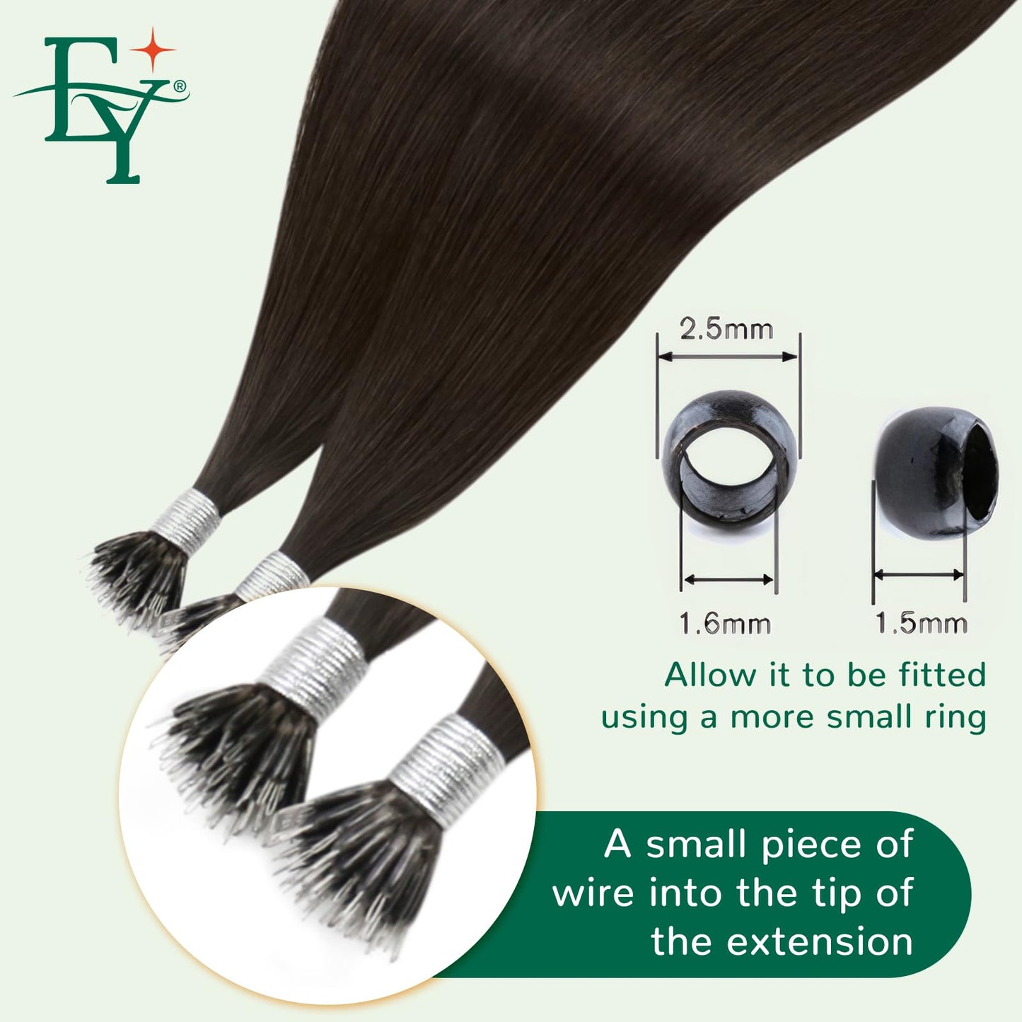 Easyouth Nano Hair Extensions Human Hair Brown Nano Bead Hair Extensions Dark Brown 22 Inch 50g 50s Invisible Nano Loop Hair Ext