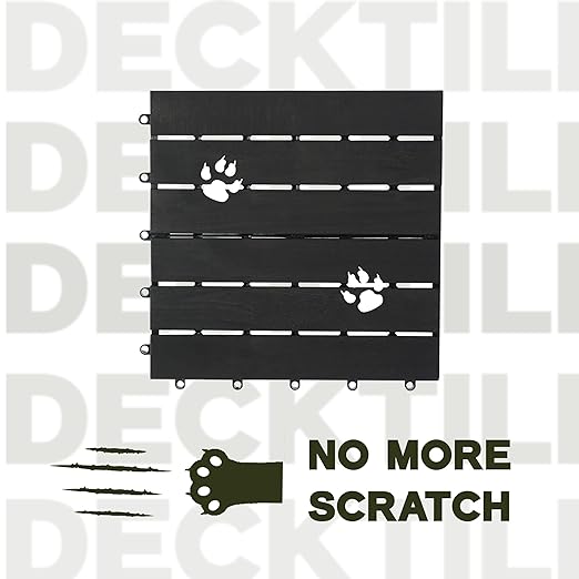 VICTORY RELAX Acacia Wood Decking Tiles 9PCS - Easy Snap Interlocking Deck Tiles for Patio Poolside Balcony Decor - All Weather Waterproof Flooring for Indoor & Outdoor (Round Joints)