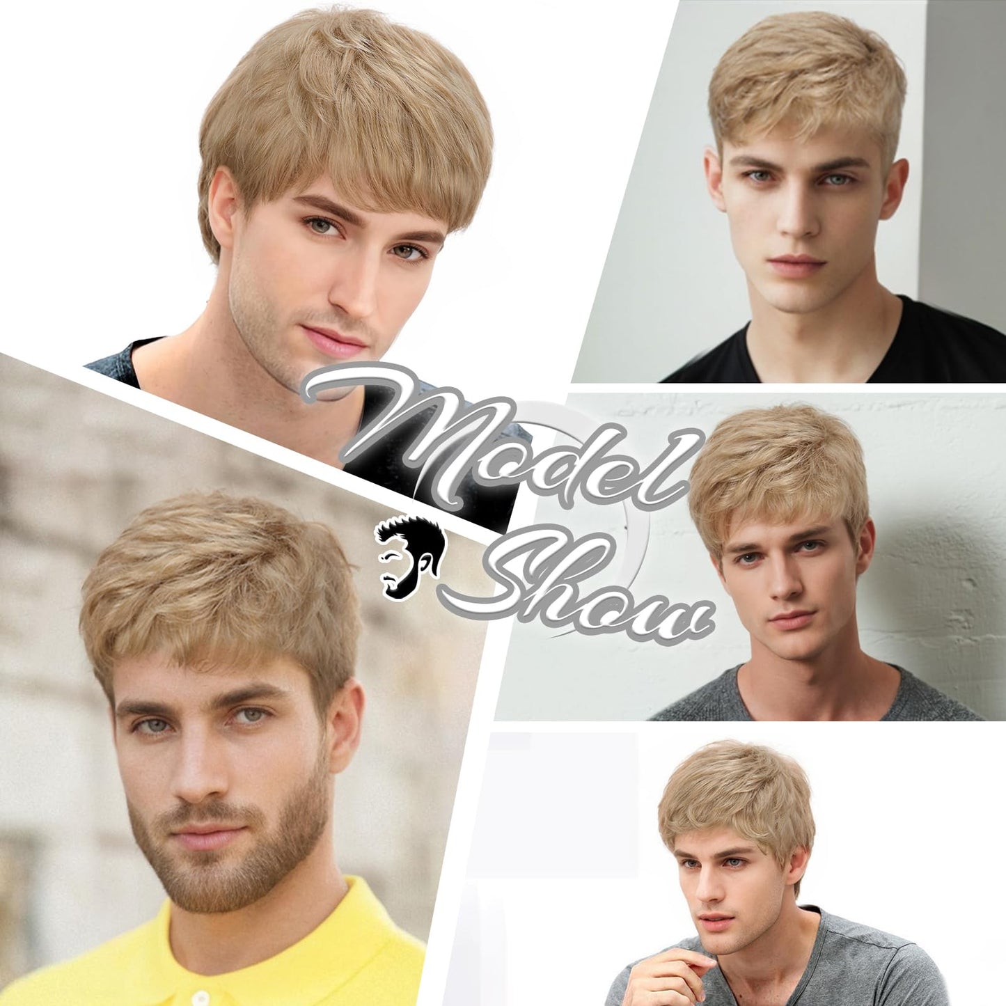 Mens Blonde Wig Short Layered Blond Straight Wig for Male Guys Synthetic Heat Resistant Fiber Natural Dirty Blonde Mens Wig for