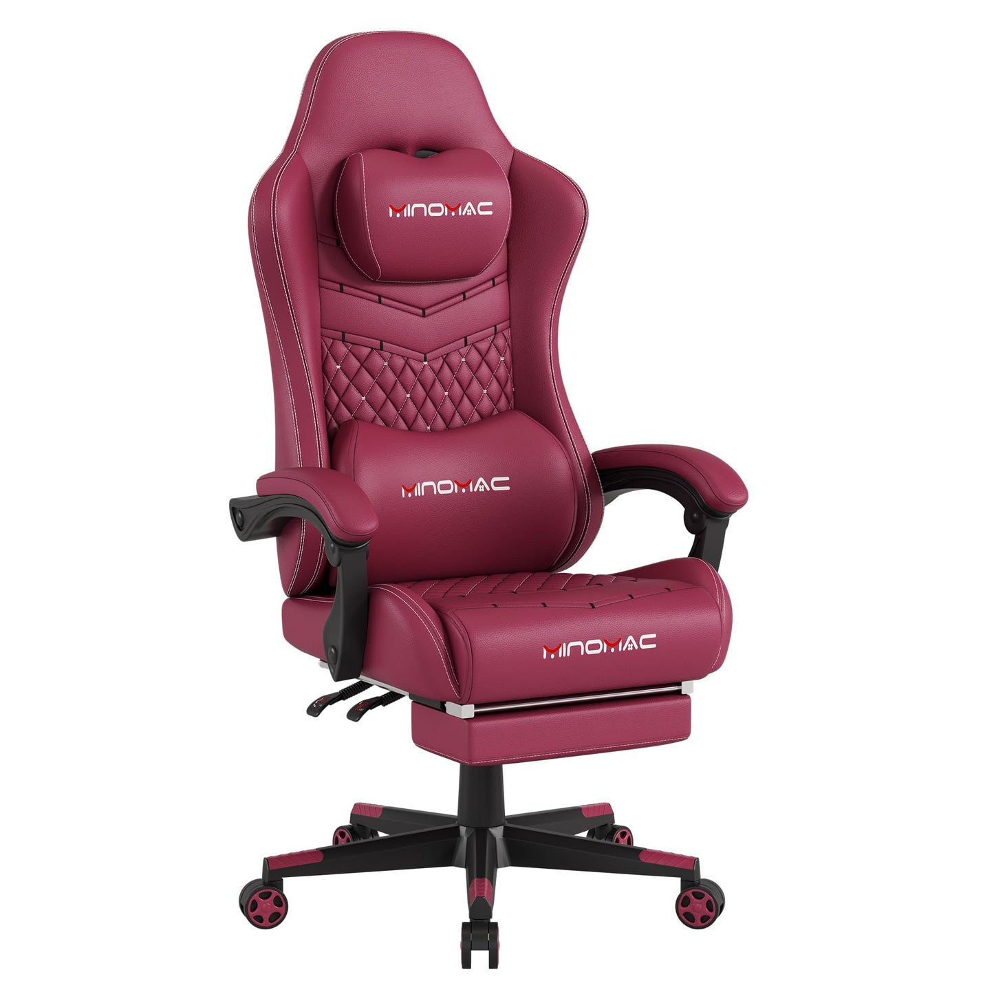 Gaming Chair, Ergonomic Computer Gaming Chair, Retractable Footrest/Waist Support/Ergonomic Backrest, Office/Home Gamer Chair [Spring + High Density Sponge] 400lb Load-Bearing (Red)