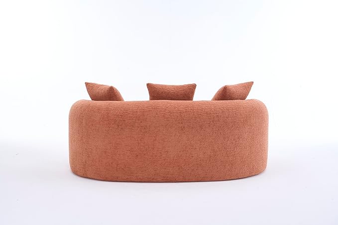 65'' Modern Curved Cloud Loveseat Sectional Sofa for Small Spaces, Luxury Plush Chenille Deep Seat Couch with 3 Pillows, No Assembly Needed Apartment Living Room Furniture, Black