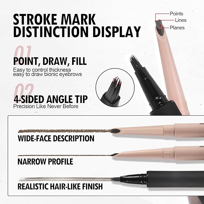 Anglicolor Microblading Eyebrow Pen, Liquid Eyebrow Pen, Square Angled Eyebrow Brush Natural Hair-Like Brow, Long-Lasting, Waterproof Eye brow Pencil for Women and Girls Makeup (04 Black)