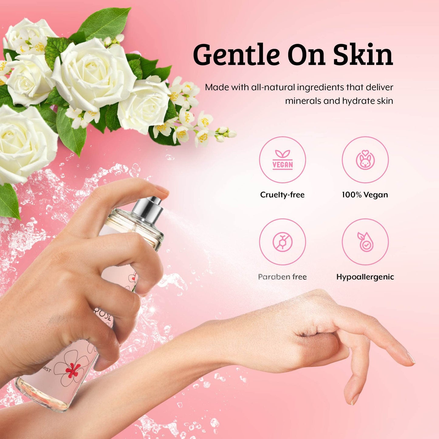 White Rose Jasmine Body Spray for Women, Womens Perfume Fragrance Body Mist And Sprays Luxury Perfume Mist - 8 oz Fine Spray Bottle