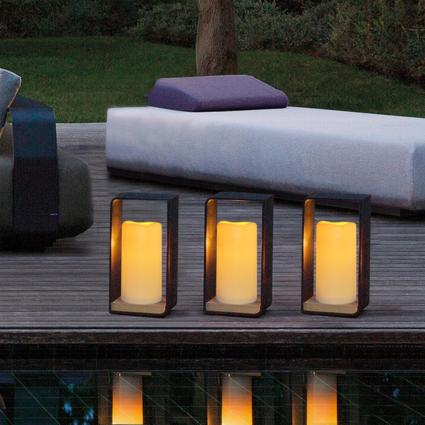 Waterproof Flameless Remote Control Candles 12PACK（D3''*H5.5''） Battery Operated Flickering LED Pillar Candle，plastic with 10-Key 24Hours Timer for Outdoor/Indoor Party Garden Lanterns Porch Ivory
