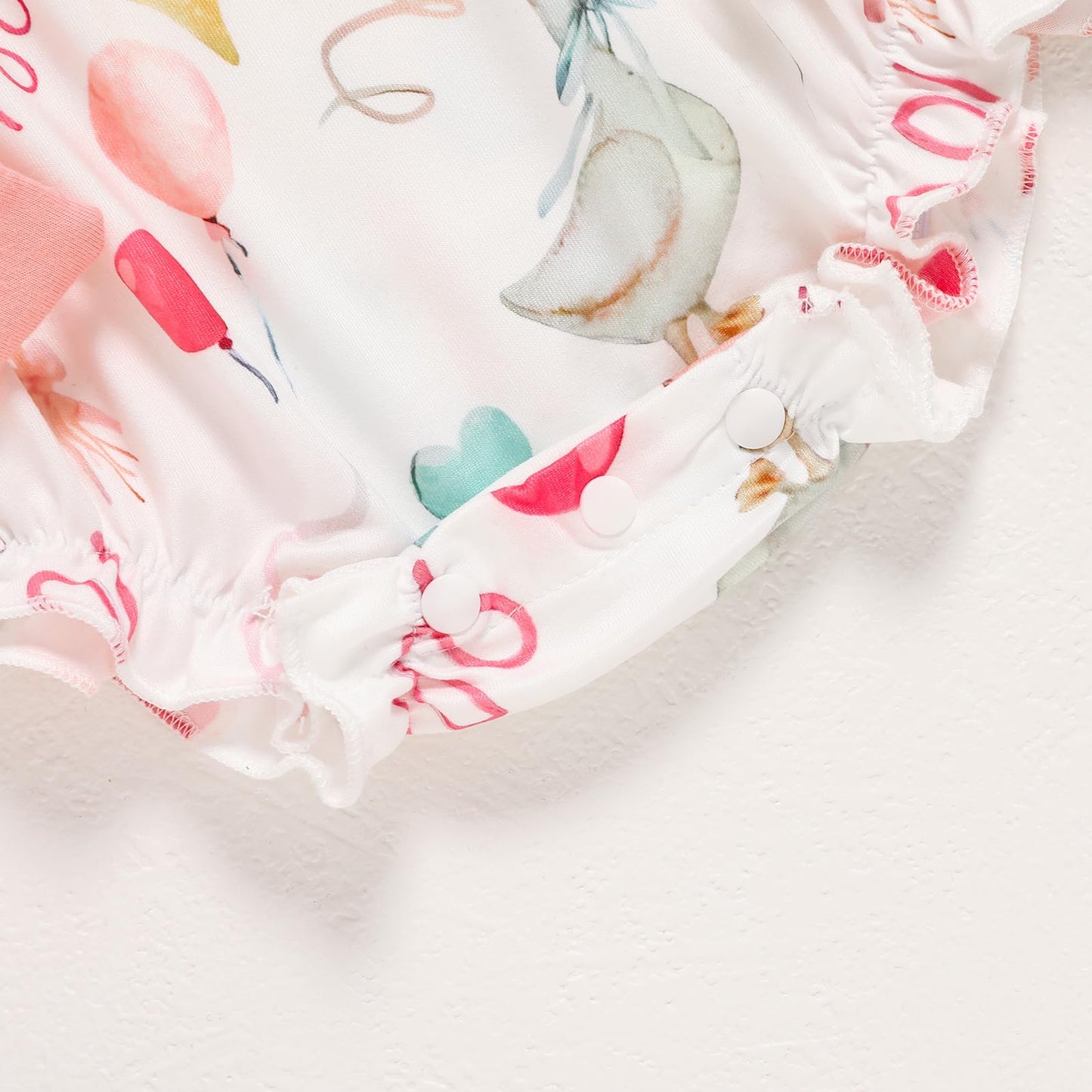 GRNSHTS Baby Girl 1st Birthday Outfits One Year Old Balloon Print Romper Embroidery Bodysuit Cake Smash Clothes(Pink,9-12M)
