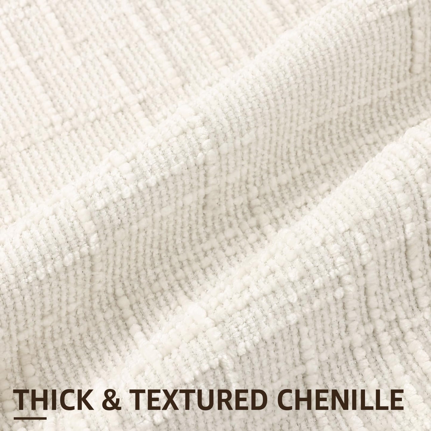 decorUhome Fall Cream White Chenille Throw Pillow Covers 18x18 Set of 2 Thick Textured Slubby Couch Pillow Covers Farmhouse Accent Modern Neutral Decorative Pillow Cases for Bed Sofa Living Room