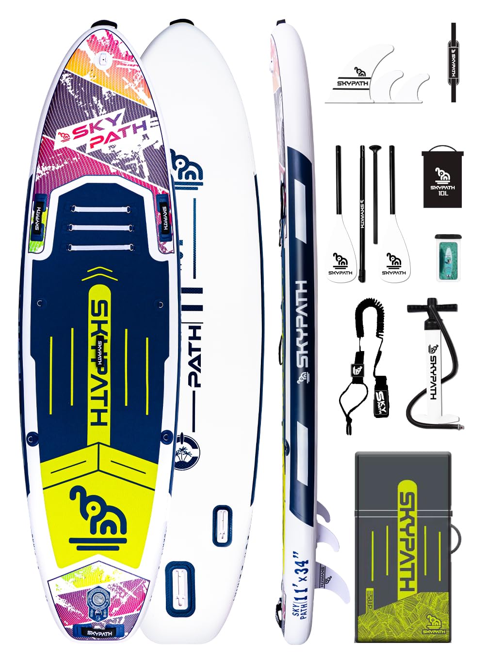 Inflatable Stand Up Paddle Board,11'*34'' Ultra-Light SUP Board, Wide Stable Family Board for Youth & Adults of All Skill Levels with Full Set of SUP Board Accessories
