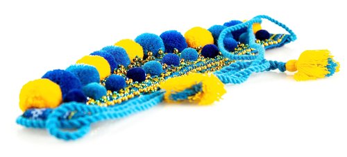 Rushnichok Kokoshnik Ukrainian Traditional Easter Headdress Blue Wreath Kokoshnic Vyshyvanka Style Handmade Beaded Hippie Tiara
