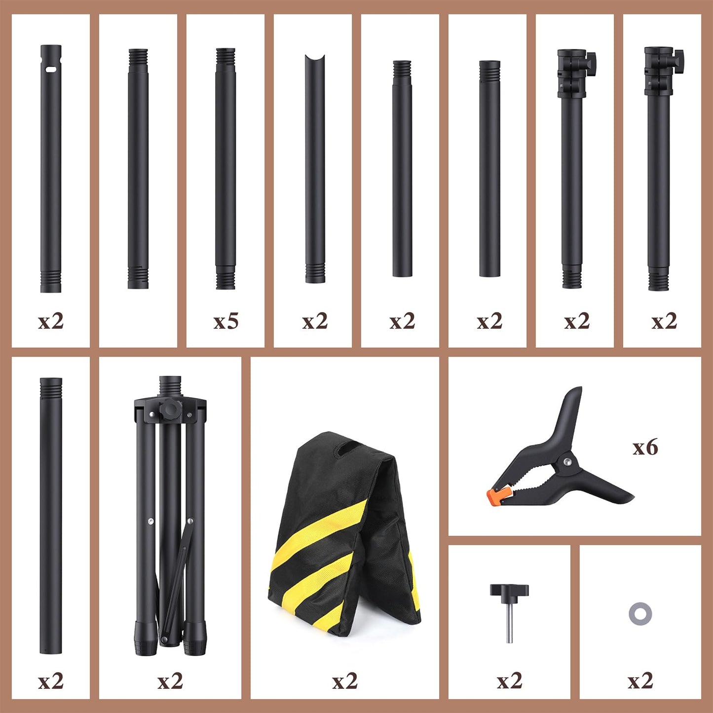 Forlogic 10x7.5Ft Backdrop Stand, Heavy Duty Adjustable Photo Back Drop Stand Kit for Parties, Photography, Banner Stand (Includes Six Background Stand Clamps)
