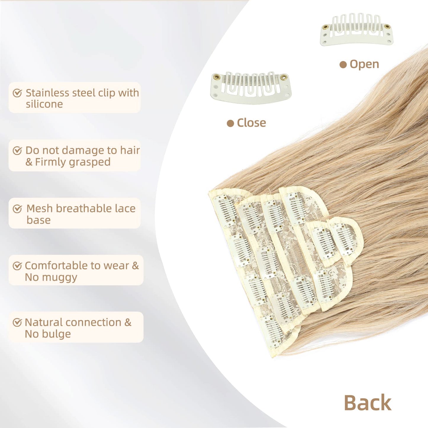 Fliace Clip in Hair Extensions, 6 PCS Natural & Blends Well Hair Extensions, Long Wavy Hairpieces(20inch, 6pcs, Light Brown Mix
