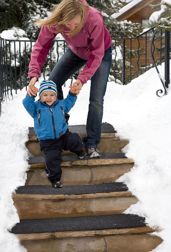HeatTrak Heated Snow Melting Mat with Power Cord for Stairs - Heated Outdoor Mats - Electric Snow Melting Mats for Winter Snow and Ice Removal - No-Slip Stair Heating Mats (10" x 30")