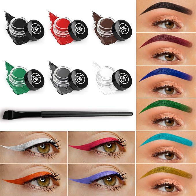 Eyeliner Gel Set,Long Lasting Waterproof High-Intensity Pigments Smudge-Proof Eye liner Makeup With 5.51 IN Long Eyeliner Brush Water-Resistant Creamy Gel 5G-Black