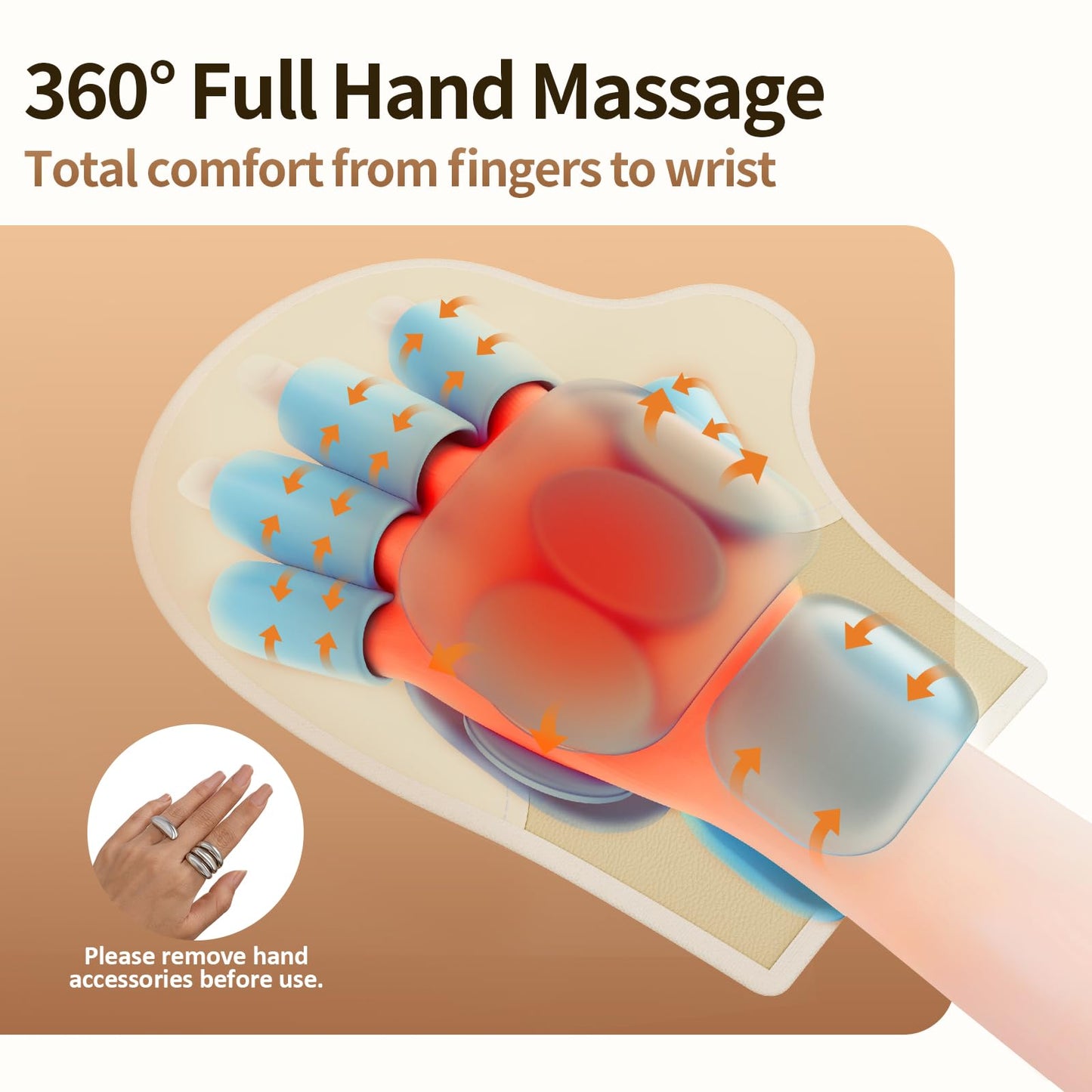 Comfytemp Hand Massager with Heat and Compression, Birthday Gift for Dad Mom Men Women, Portable Heated Glove for Fingers, Palm, Rechargeable Cordless Wrist Massage for Arthritis, Carpal Tunnel Relief