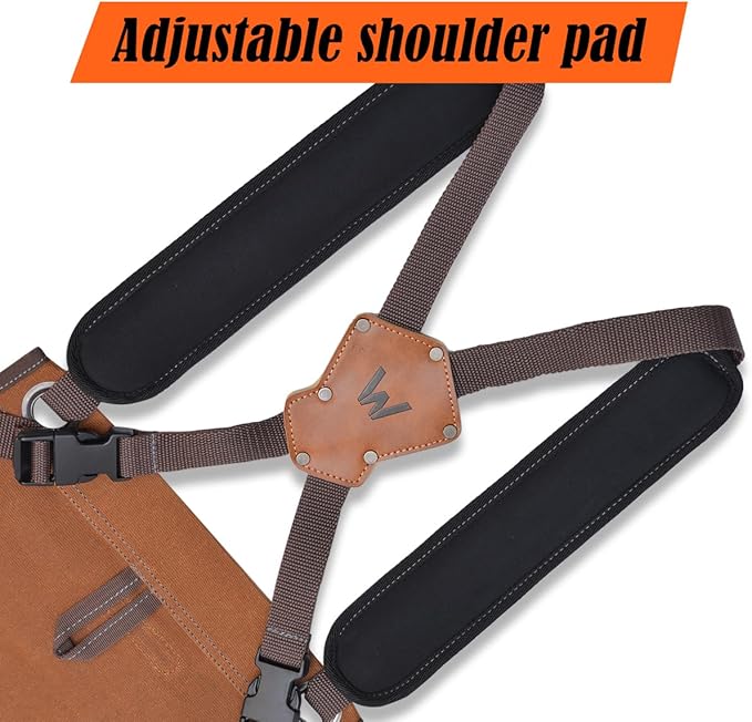 WELKINLAND 16-Pockets Waxed-Canvas Tool Apron, Heavy-Duty Woodwork Aprons, Fully-Adjustable Carpenter Apron, 34" x 27" Blacksmith Woodworking Apron